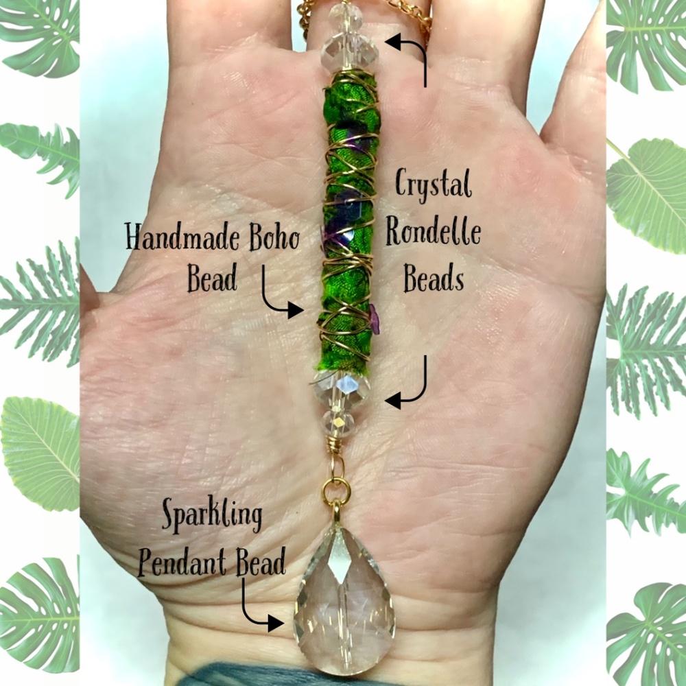 Boho Bead Suncatcher Pendant Charm, Handmade, OOAK